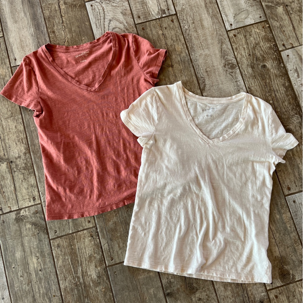 Universal Thread Soft Short Sleeve Tee — Oatmeal and Muted Coral